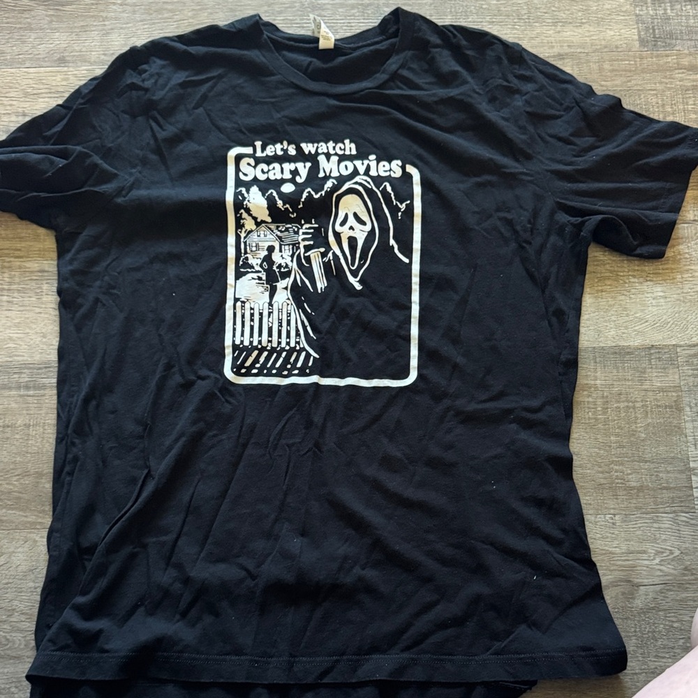 Let's Watch Scary Movies Graphic Tee - Black